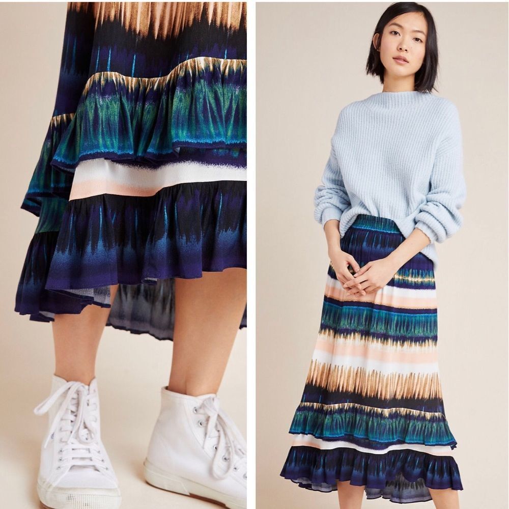 Anthropologie Patrizia Ruffled Maxi Skirt Size XS NWT